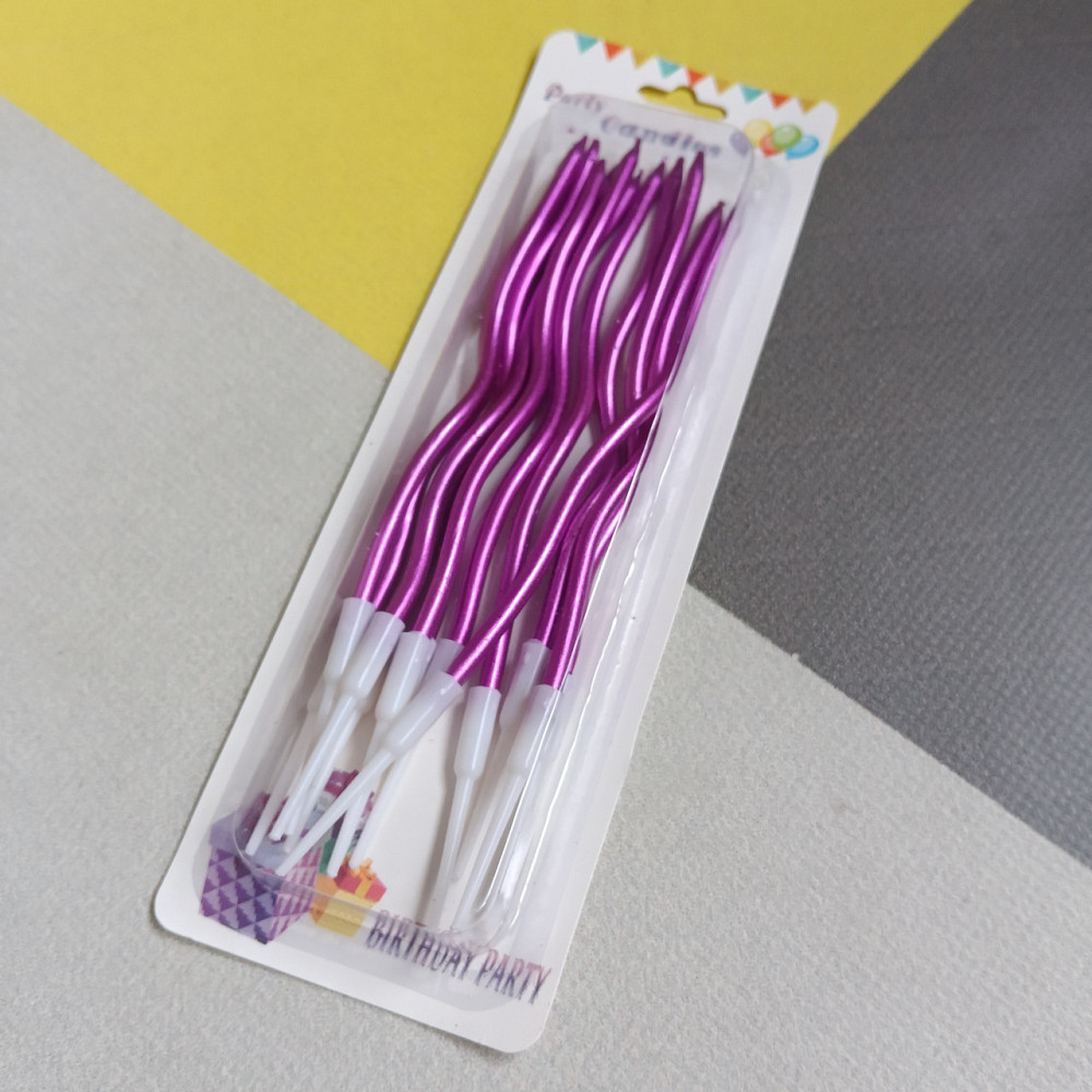 Свічки для торта "хвилясті" 12 шт. малинові Київ - фото 1