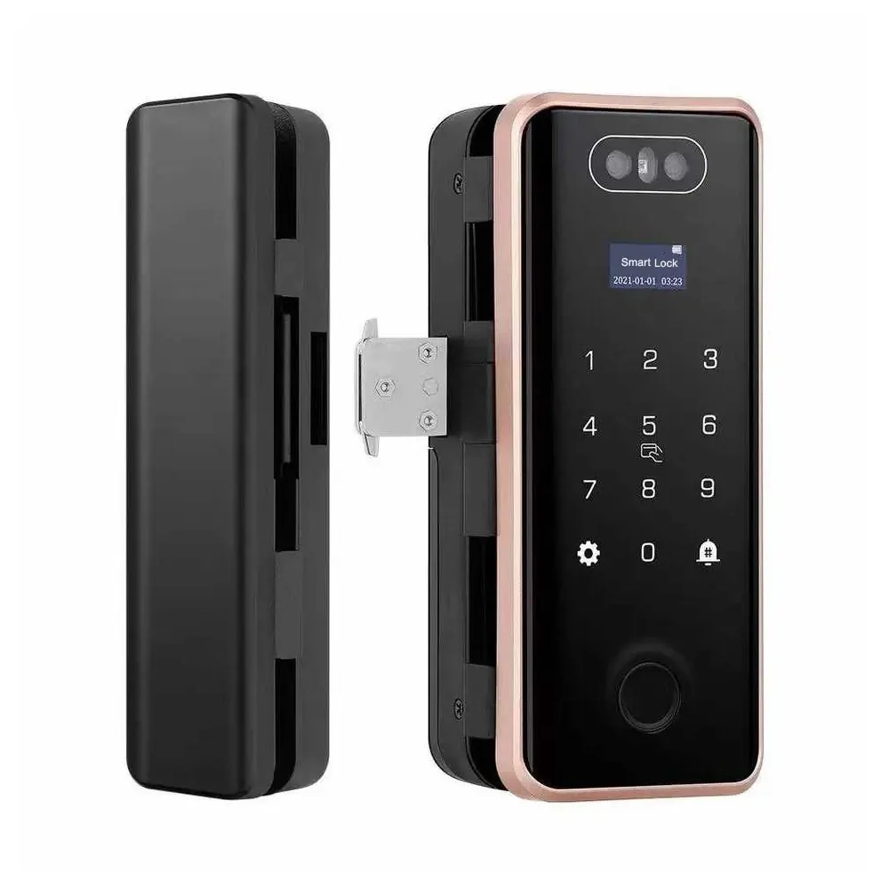 Замок біометричний автономний на скляні двері Trinix TRL-4401BG Tuya з WiFi, розпізнаванням облич, зчитувачем відбитків пальців і Київ - фото 8