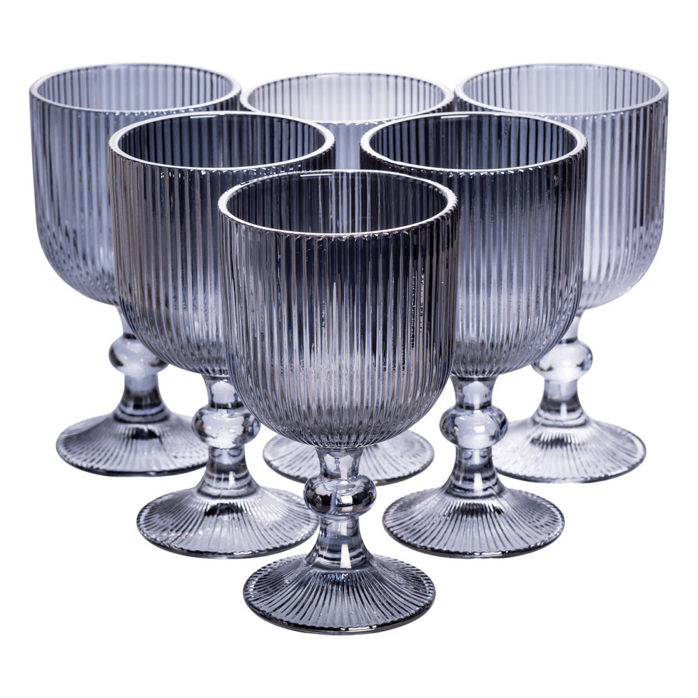 Набір келихів для вина 6 (шт) по 300 (мл) на ніжці Сірий HP-19-7115G Коломия - фото 1