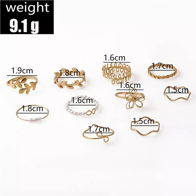 Набор колец на фаланги из 10 штук золотистый Киев - изображение 3