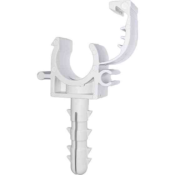 Кліпса-дюбель із засувкою для кріплення труби Ø 16 мм біла (100 шт.) Київ