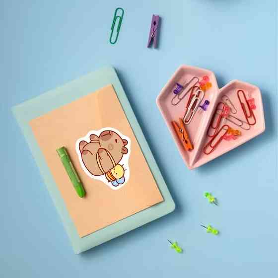 Стикеры «Капибара» — рулон 500 шт, Ø2.5 см, милые наклейки для школы и упаковки Киев