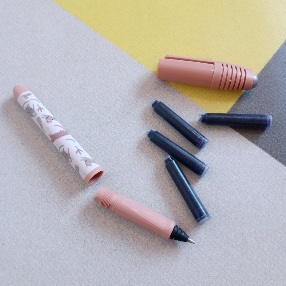 Ручка чорнильна Schneider РОЛЕР закрите перо та 4 капсули беж Київ - фото 2