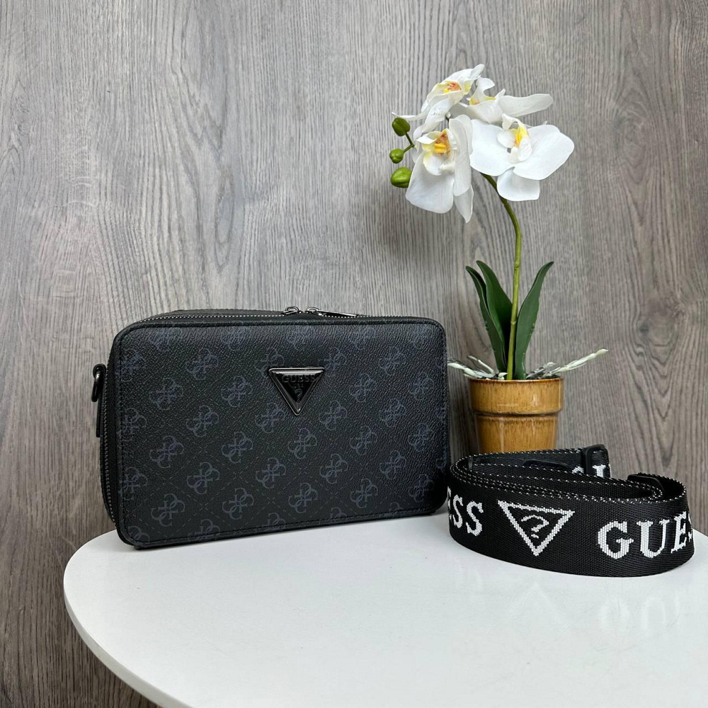 Якісна жіноча міні сумочка клатч на ланцюжку стиль Guess чорна сумка на плече ( 20823 ) Харків - фото 3