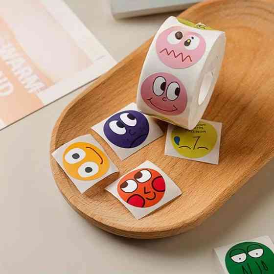 Набір круглих стікерів «Настрій» – 500 шт, 8 дизайнів, для пакування та щоденників Київ