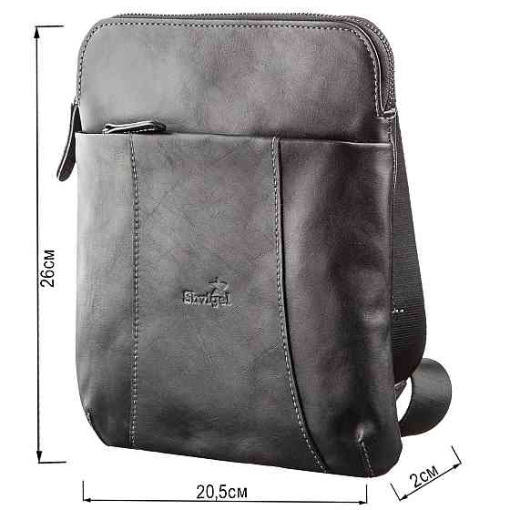 Вертикальный мужской мессенджер из винтажной кожи Shvigel 11177 Черный Киев