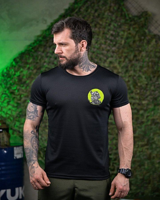 Тактическая потоотводящая футболка принт черная мужская Солдат 56 Одесса - изображение 6