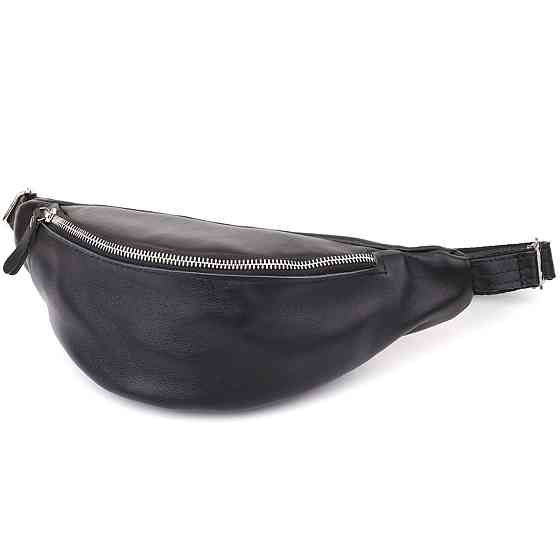 Зручна чоловіча бананка відмінної якості з гладкої натуральної шкіри Чорний (SHVIGEL) Київ