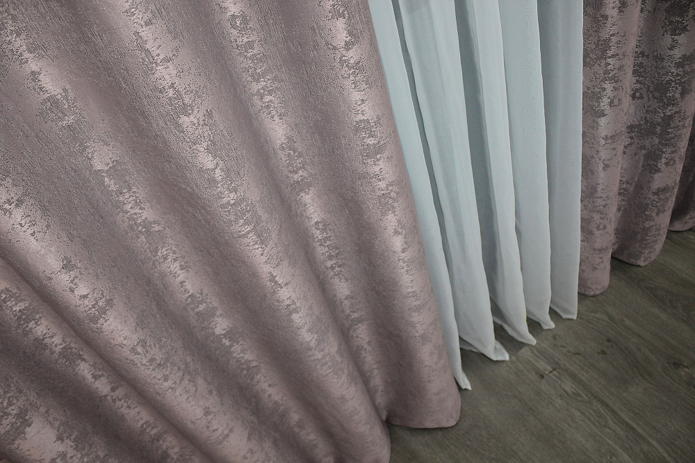 Комплект штор на люверсах VR-Textil Жаккард Sultan YL № 1210ш Серо-пудровый 150х250 см 2 шт (37-0057) Киев - изображение 5