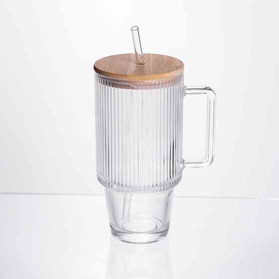 Yiwu Кружка скляна з кришкою і трубочкою 750 (мл) HP-19-48 Коломия