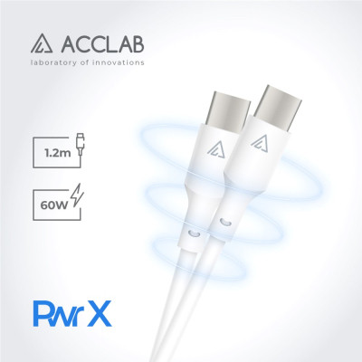 Дата кабель USB-C to USB-C 1.2m PwrX 60W ACCLAB (1283126559563) Винница - изображение 3