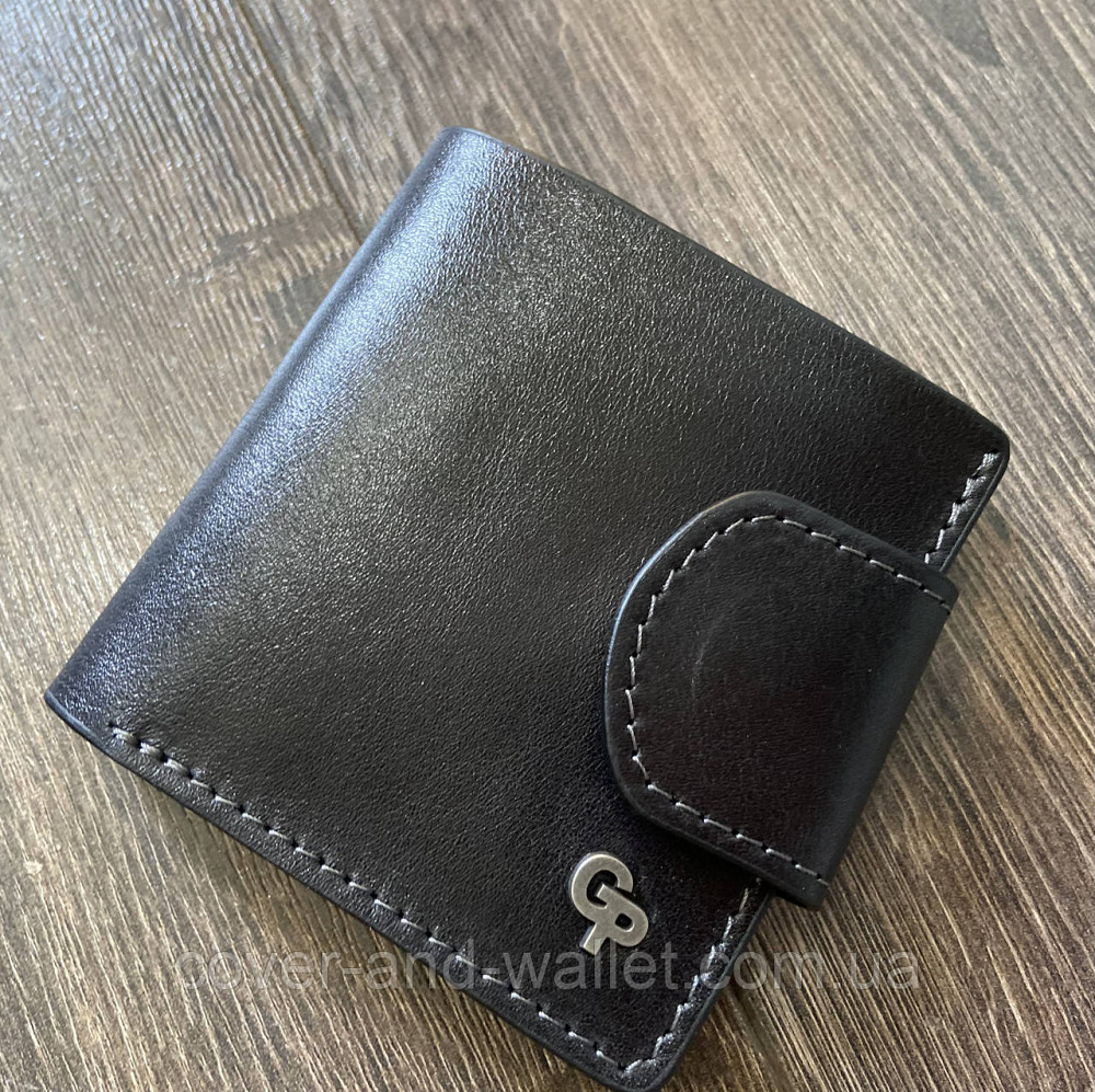 Компактний жіночий гаманець із монетницею чорного кольору зі шкіри Grande Pelle Київ - фото 6