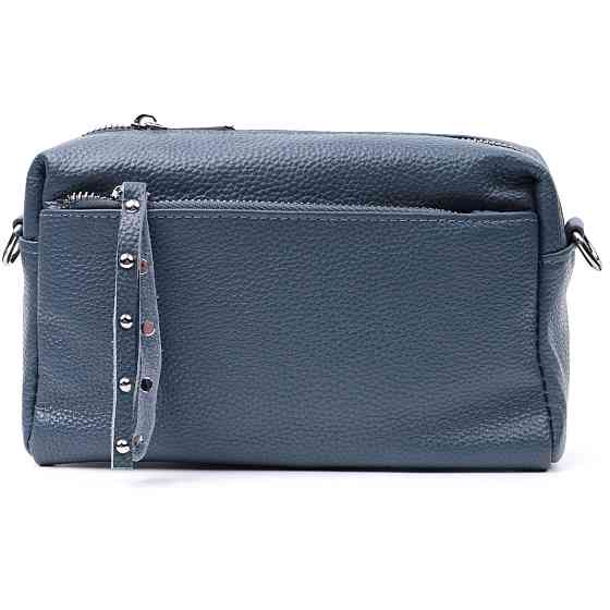 Женская кожаная сумка из стильным бегунком Vintage 22652 Синяя Киев