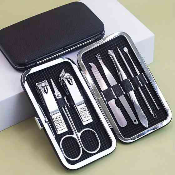 Набор инструментов для маникюра и педикюра в кейсе,пинцет,пилочка,ножницы в наборе 8 шт, цвет серый Каменец-Подольский