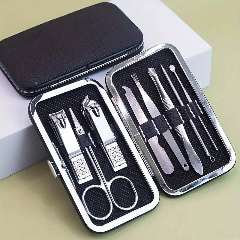 Набор инструментов для маникюра и педикюра в кейсе,пинцет,пилочка,ножницы в наборе 8 шт, цвет серый Каменец-Подольский - изображение 1