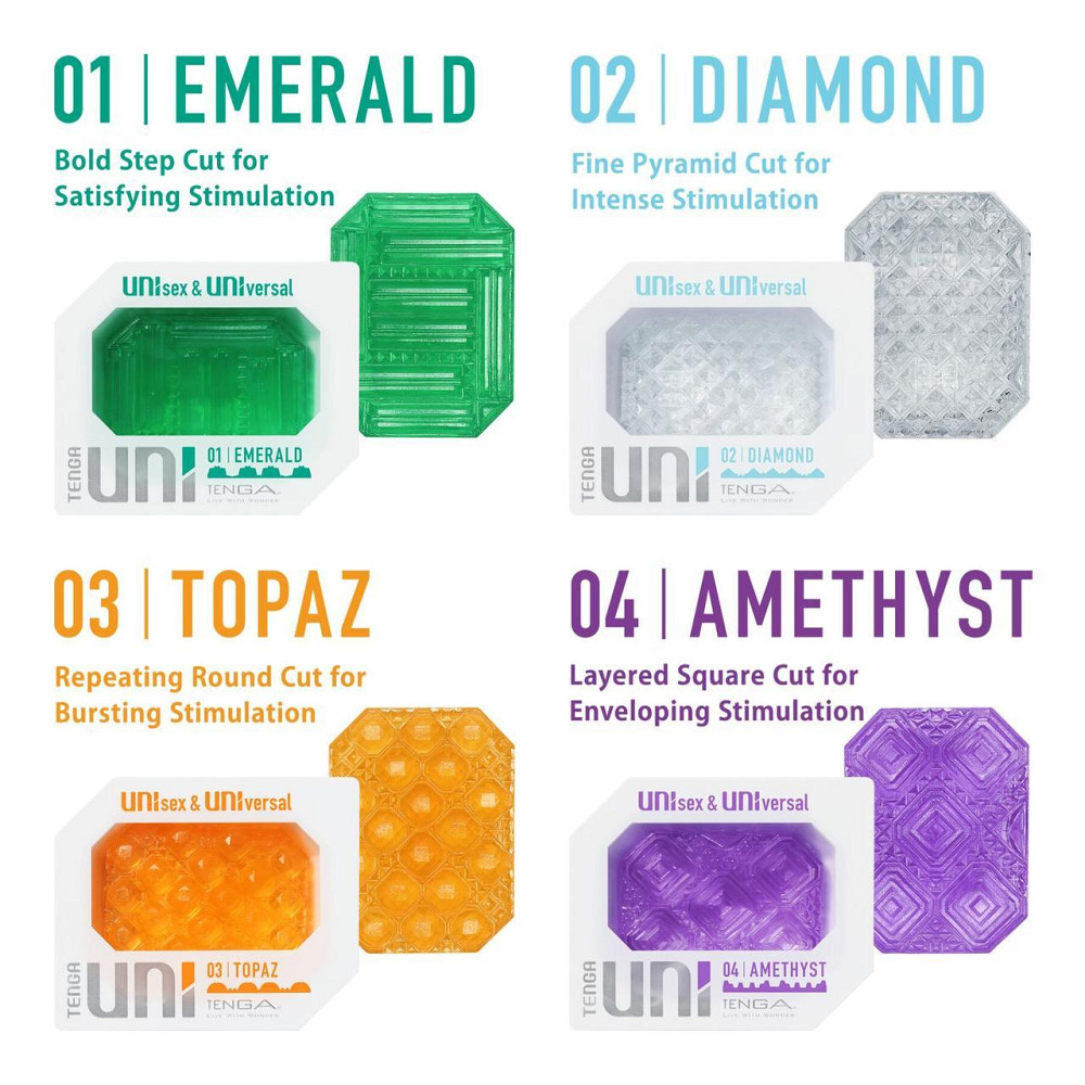 Унісекс-стимулятор Tenga UNI Emerald, зелений, з геометричним рельєфом, лубрикант у комплекті Sex Aura Київ - фото 5