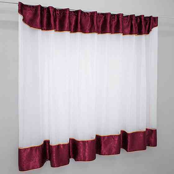 Кухонная занавеска VR-Textil № 00к белый с бордовым 280х170 см (59-804) Киев