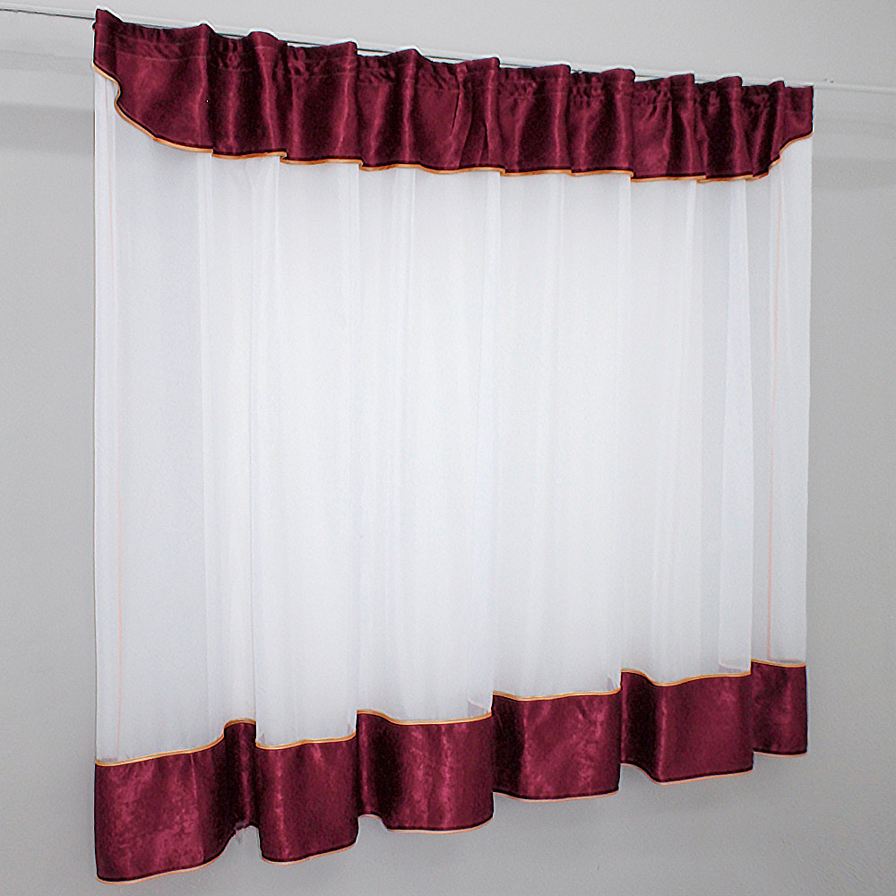 Кухонная занавеска VR-Textil № 00к белый с бордовым 280х170 см (59-804) Киев - изображение 2