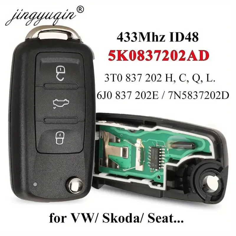 Ключ запалювання з чипом ID48, 3 кнопки для Volkswagen, Seat, Skoda – оригінальна заготовка для авто Київ - фото 9