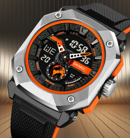 Часы мужские спортивные наручные Skmei 2272 (Черный с оранжевым) Киев