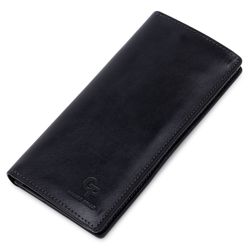 Вертикальне шкіряне портмоне унісекс GRANDE PELLE 11556 Синій Київ - фото 4