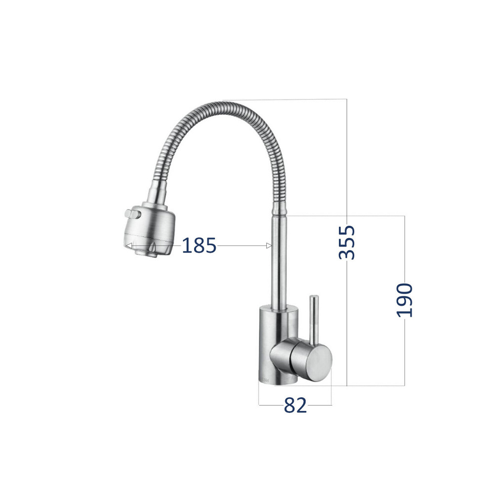 Змішувач для кухні Lidz Aria 015F41 з гнучким виливом (k35) LDARI015F41NKS45306 Nickel Київ - фото 10