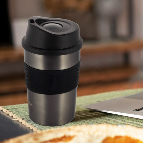 Термочашка 360мл з TPR вставкою нержавіюча сталь графіт KAMILLE 2150 Житомир - фото 4