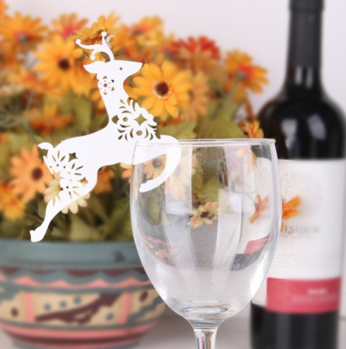 Декор бокалов на новый год Олени 10штук 10 на 9 см белый Киев - изображение 1