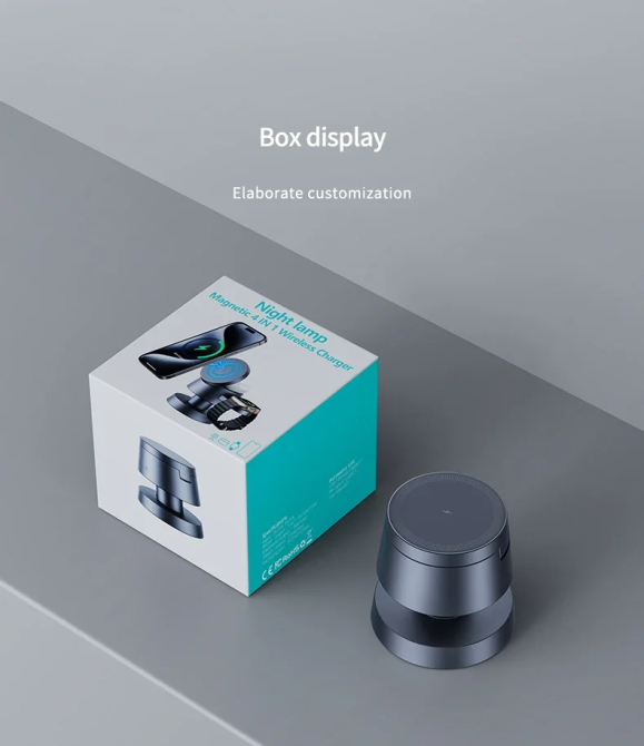 Беспроводное зарядное устройство СТЕНД 4в1 WS40AP-25W Lightning магнит телефон часы наушники ночник Графіт Вінниця - фото 6