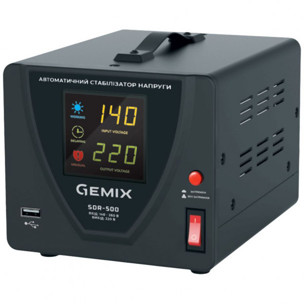Стабілізатор напруги Gemix SDR-500, 500ВА/350Вт, Ступінчастий (SDR500.350W ) Киев - изображение 1