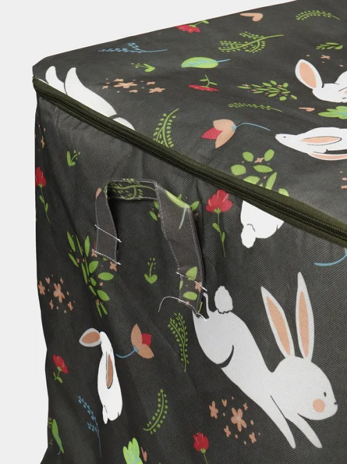 Мешок для белья в ванную комнату, спальню или детскую, корзина для вещей с принтом Зайки 50х47х36 Каменец-Подольский - изображение 3