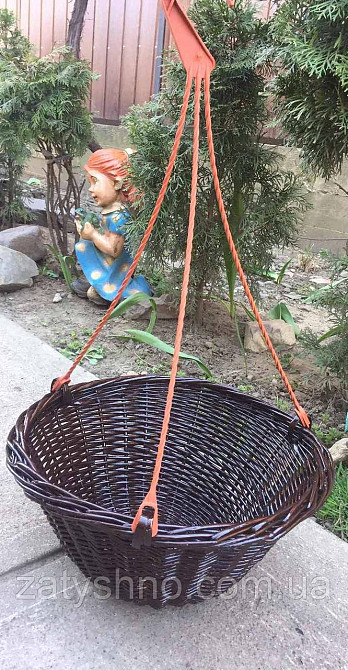 Кашпо плетене для вазону коричневе Київ - фото 2