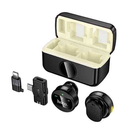 Бездротова мікрофонна система HOCO L22 Bright dual-mic (iP/Type-C) Black Киев