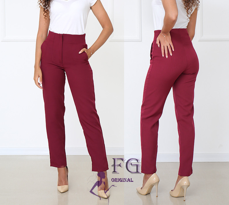 Жіночі прямі штани з кишенями "Jenifer" оптом | Розпродаж моделі Марсала, 42 Київ - фото 1