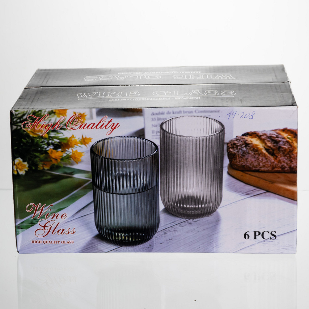 Набір скляних стаканів 6 штук 350 мл для напоїв Бурштиновий Yiwu HP-19-208 Київ - фото 4