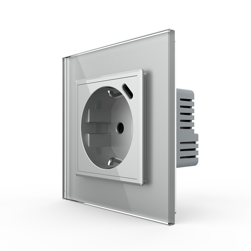 LIVOLO Електрична розетка з USB Type-C 18Вт для зарядки, з заземленням, LIVOLO, сіра, скляна ра Коломия - фото 8
