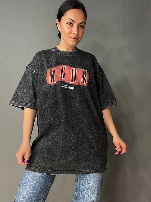 Футболка женская YUJIE YISHANG 160 оверсайз тай-дай большие размеры, черный, one size Киев - изображение 10