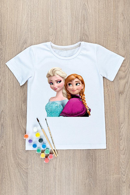 Футболка-раскраска детская Анна и Эльза, топ 122 Киев - изображение 1