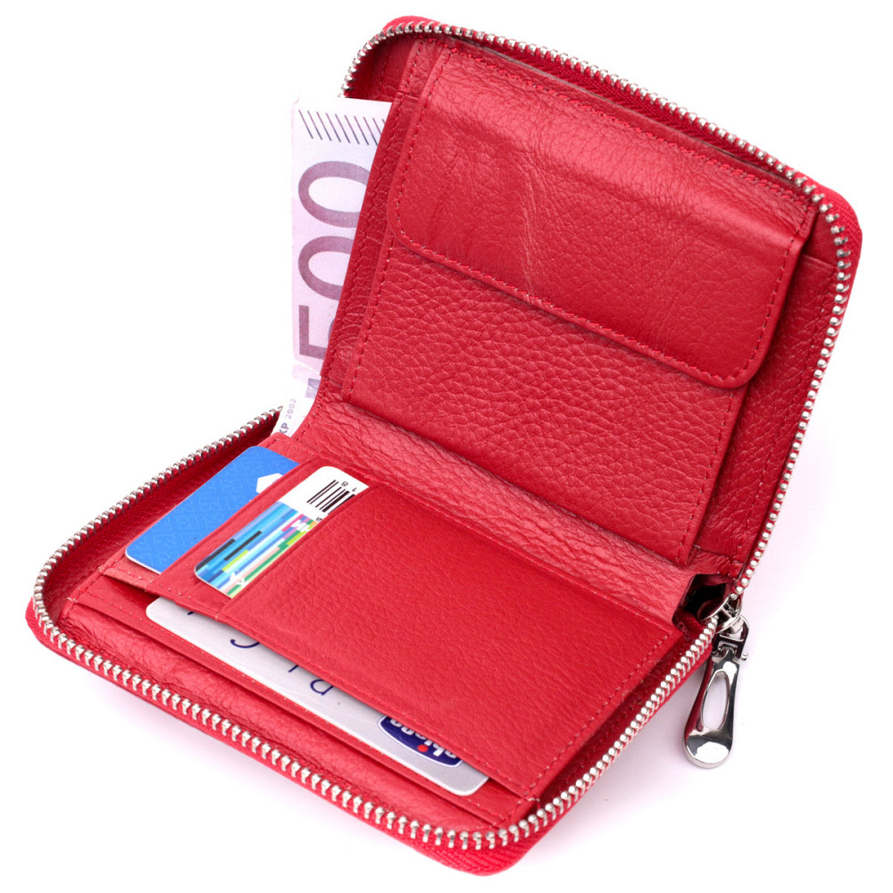 Яркое портмоне для женщин на молнии из натуральной кожи ST Leather 19486 Красный Киев - изображение 6