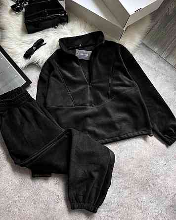Женский теплый прогулочный костюм: кофта и брюки двусторонний флис Черный, 42/46 Одесса