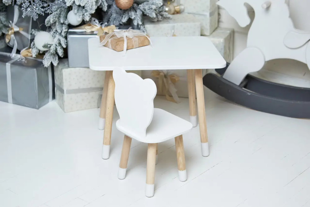 Детский прямоугольный столик (Белый) и стульчик Мишка (Белый) Винница - изображение 7