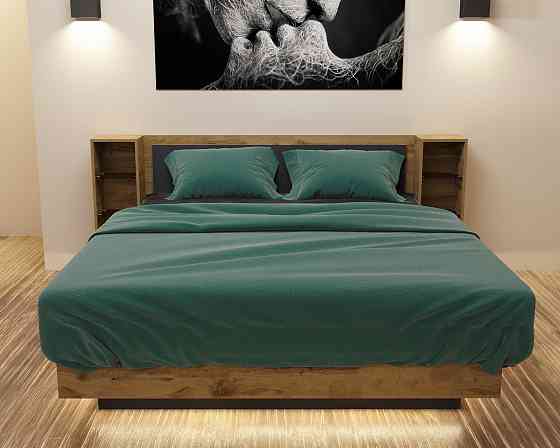 Кровать Кристалл №1 двуспальная, Дуб Аппалачи/Антрацит, 2035х2176х850 Львов