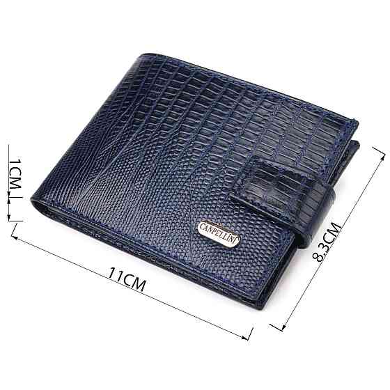 Гідний чоловічий гаманець з натуральної фактурної шкіри CANPELLINI 21515 Синій Київ