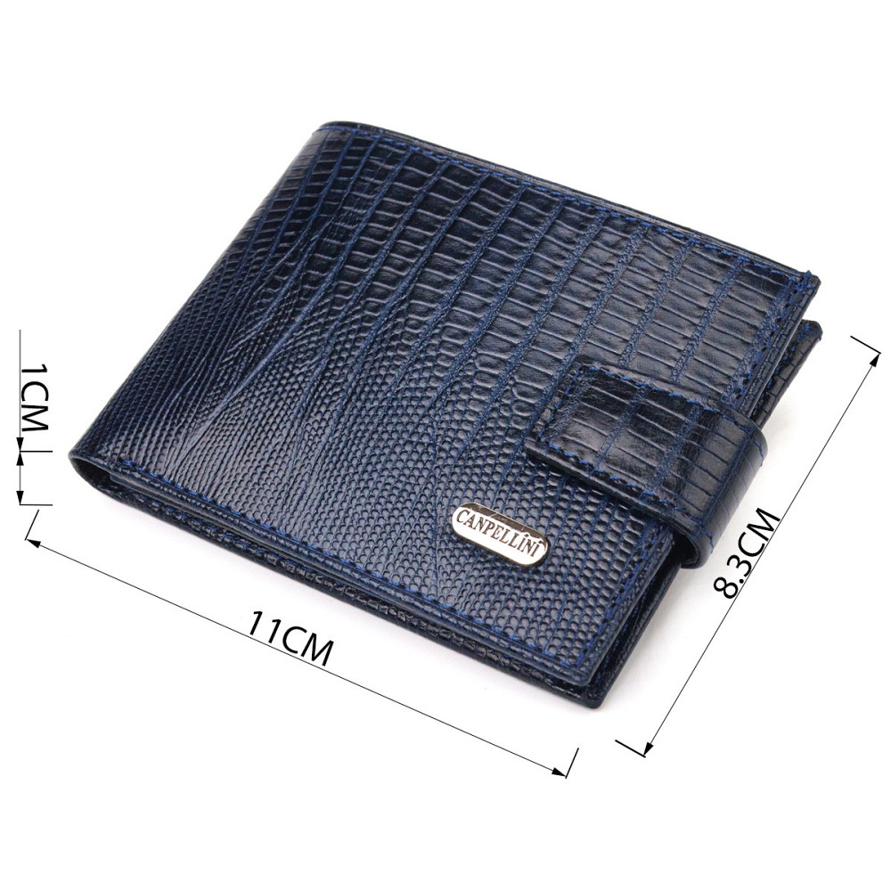 Гідний чоловічий гаманець з натуральної фактурної шкіри CANPELLINI 21515 Синій Київ - фото 3