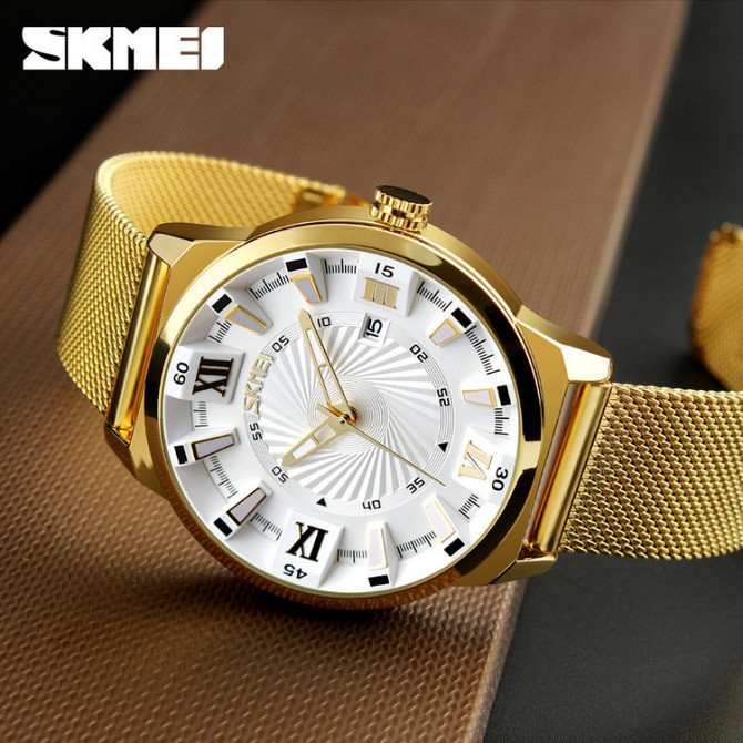 Часы мужские наручные Skmei 9166 Gold white оригинал Винница - изображение 3