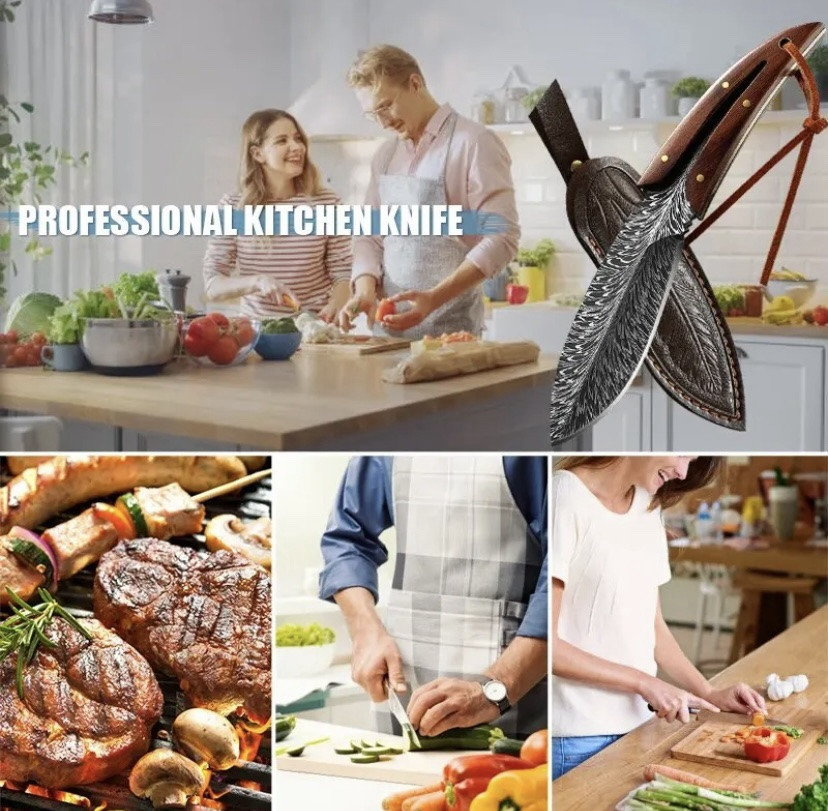 Походний ніж, ніж для полювання, рибацький ніж, ніж для кемпінга та природи, 20см, нержавіюча сталь, коричневий Київ - фото 9