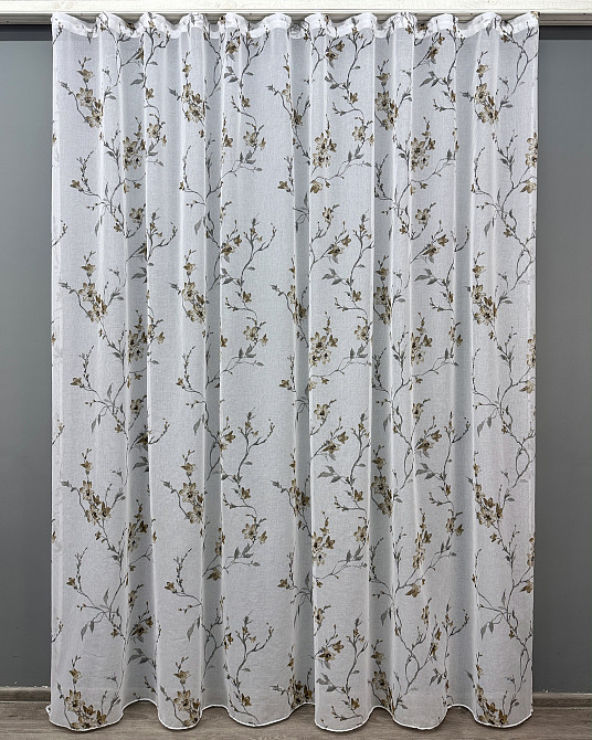 Тюль VR-Textil 1540т Flora Батист Белый с кофейным 250х270 см (42-1054) Киев - изображение 2