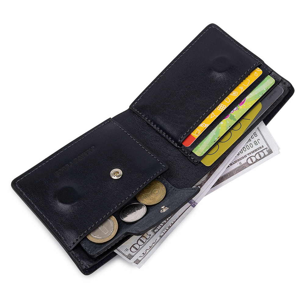 Шкіряне чоловіче стильне портмоне GRANDE PELLE 11552 Синій Київ - фото 6