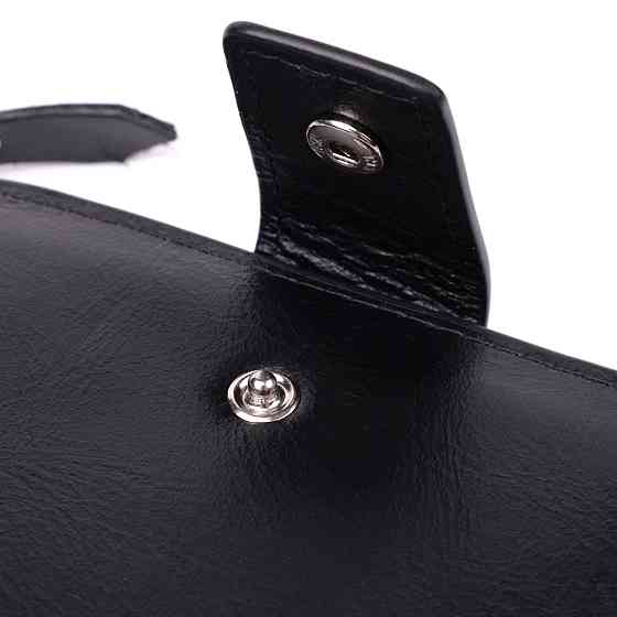 Вертикальний стильний гаманець із гладкої натуральної шкіри Vintage 22885 Чорний Київ