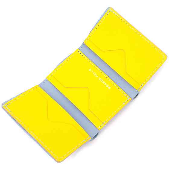 Женское кожаное портмоне в три сложения комби двух цветов Сердце GRANDE PELLE 16731 Желто-голубое Киев